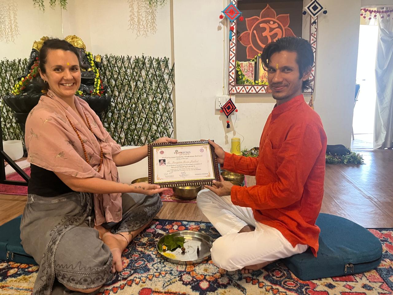 A sound practice certificate being presented
